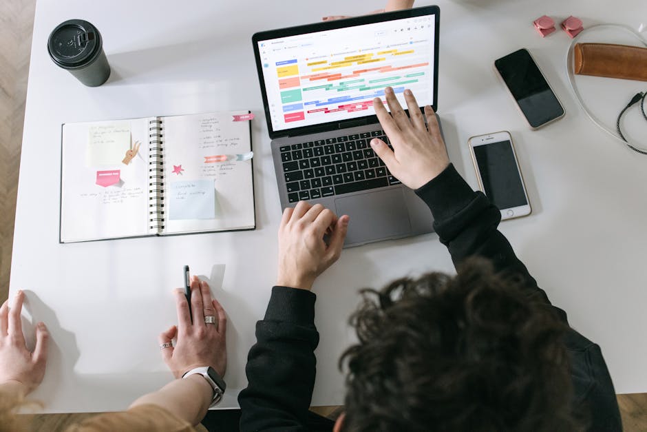 Colleagues collaborating in a modern office space