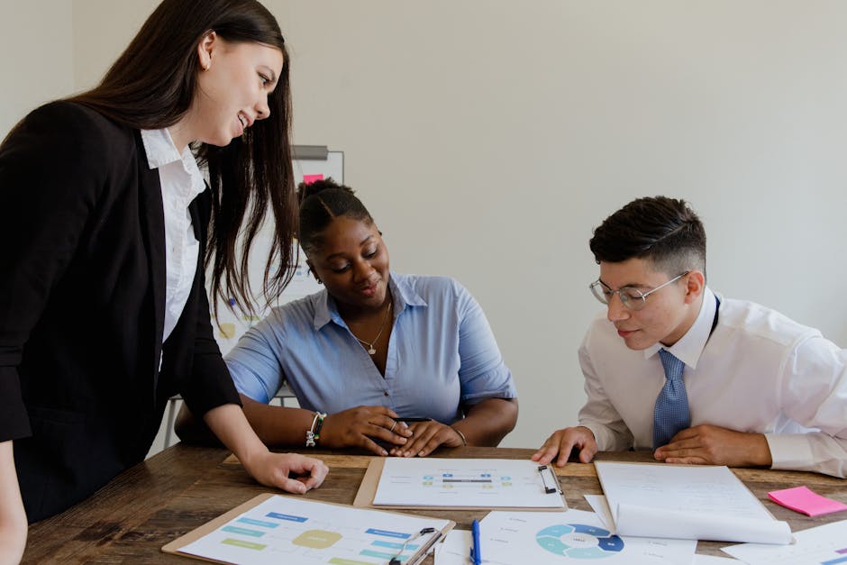 Corporate executives discussing ESG reporting