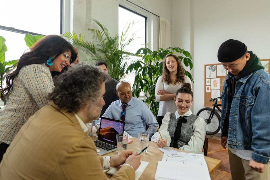 Diverse group of employees in a flexible work environment