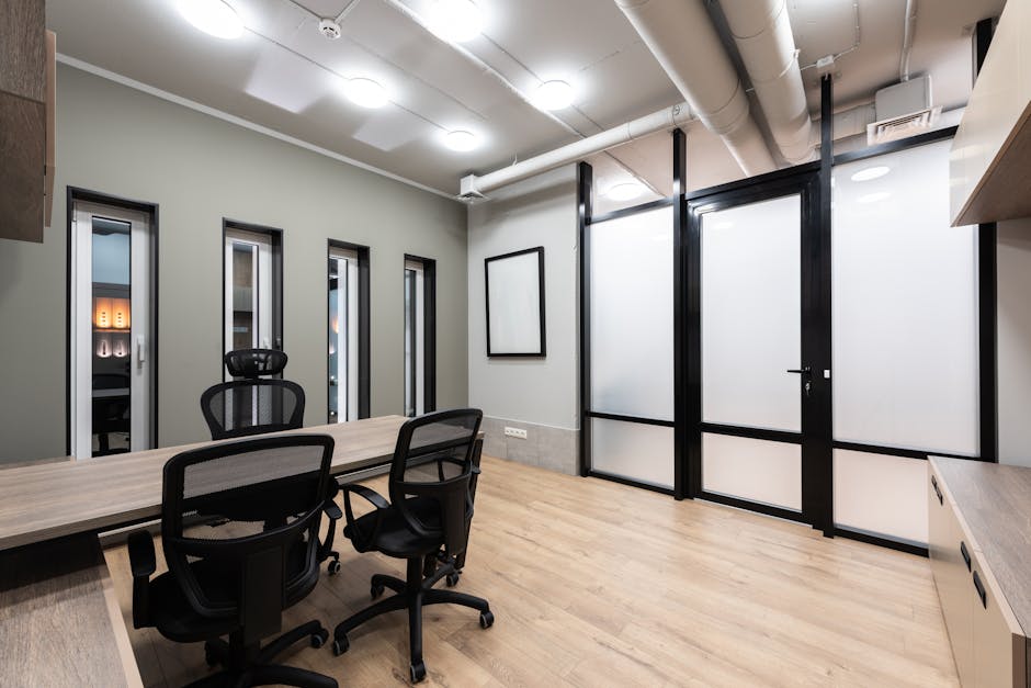 accessible office layout with wide hallways and adjustable desks