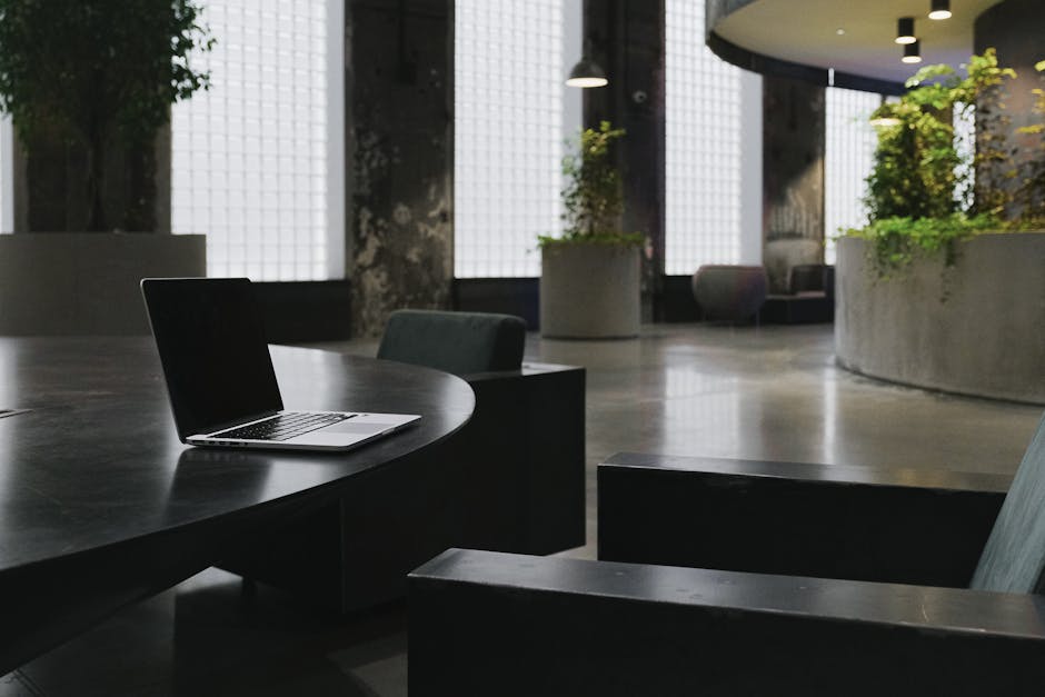 biophilic office design with wooden elements and plants