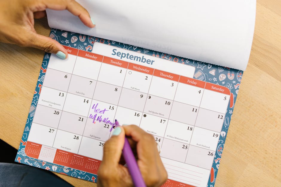 calendar marking vacation days