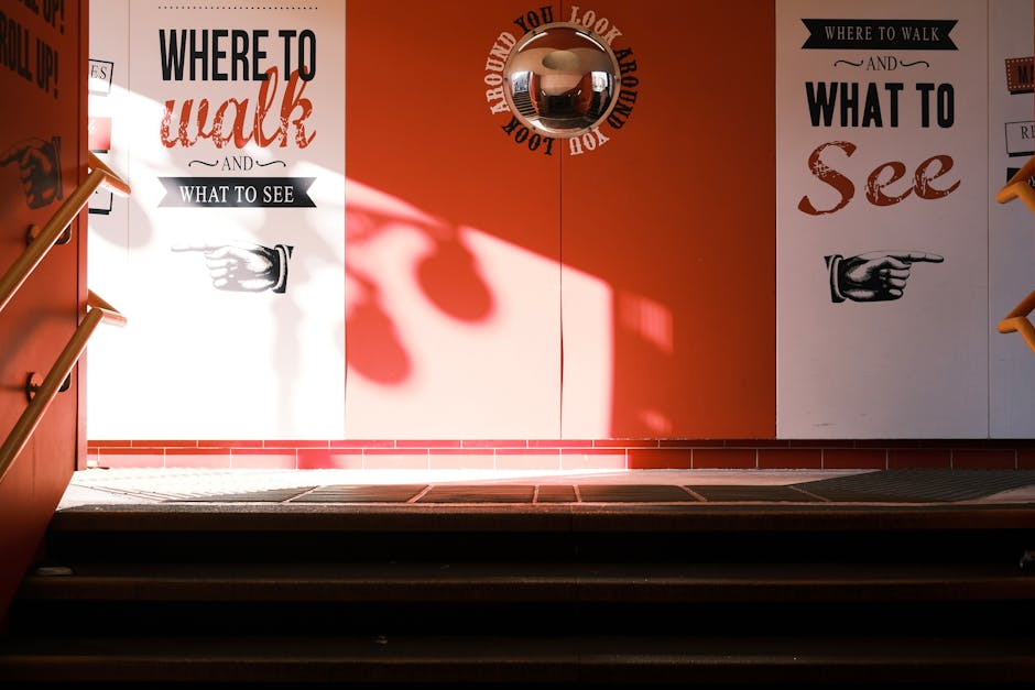 colorful wayfinding signage in modern office
