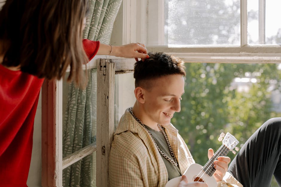 couple enjoying spontaneous moment at home