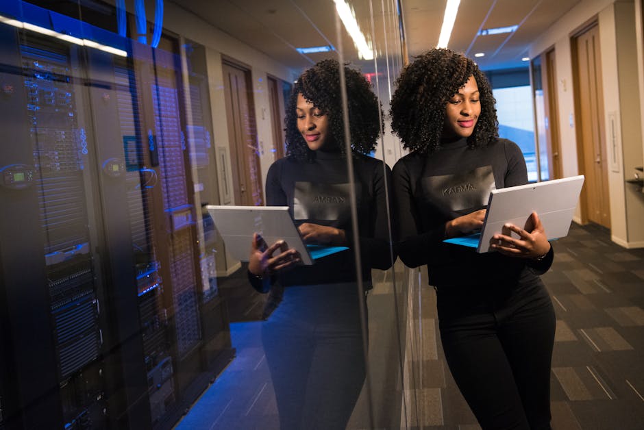 cybersecurity professional working at computer