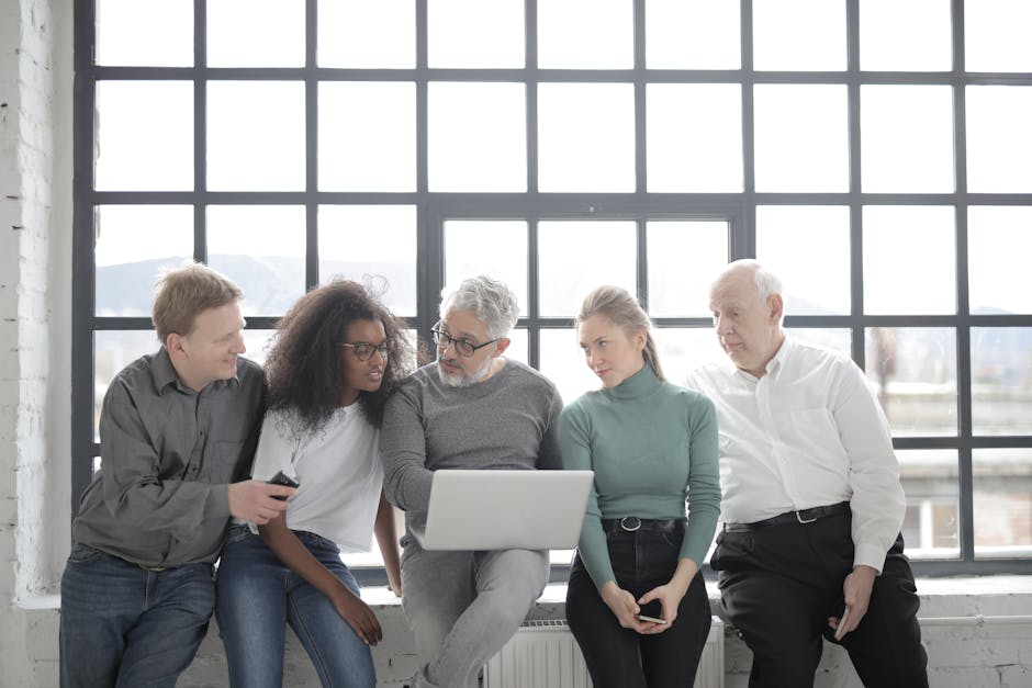 diverse group of professionals in a high-tech meeting room