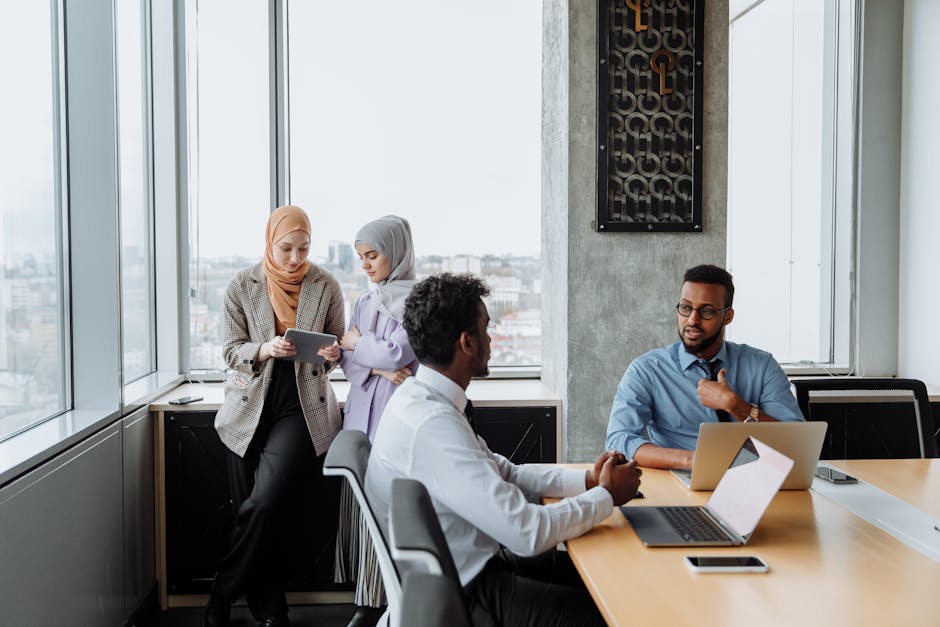 diverse office team collaborating