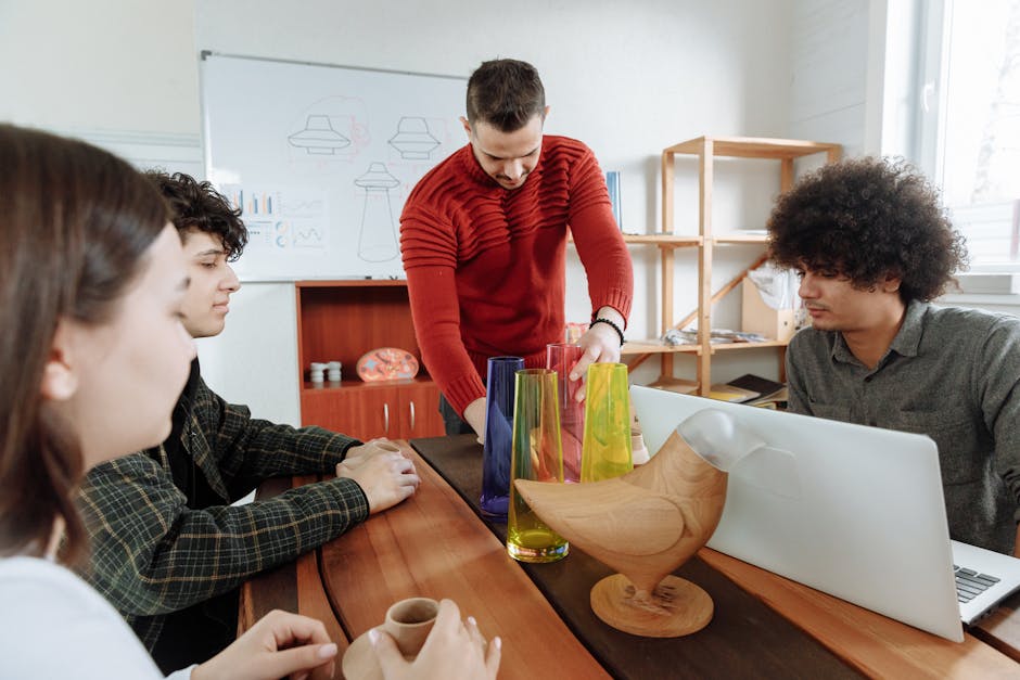 diverse team collaborating in modern office meeting room