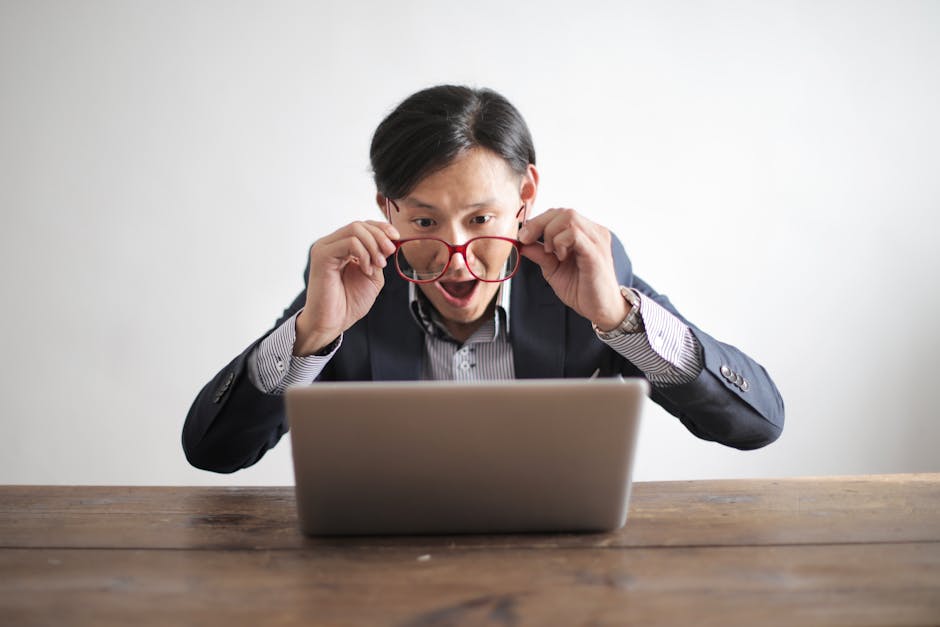 employee looking at digital signage in office