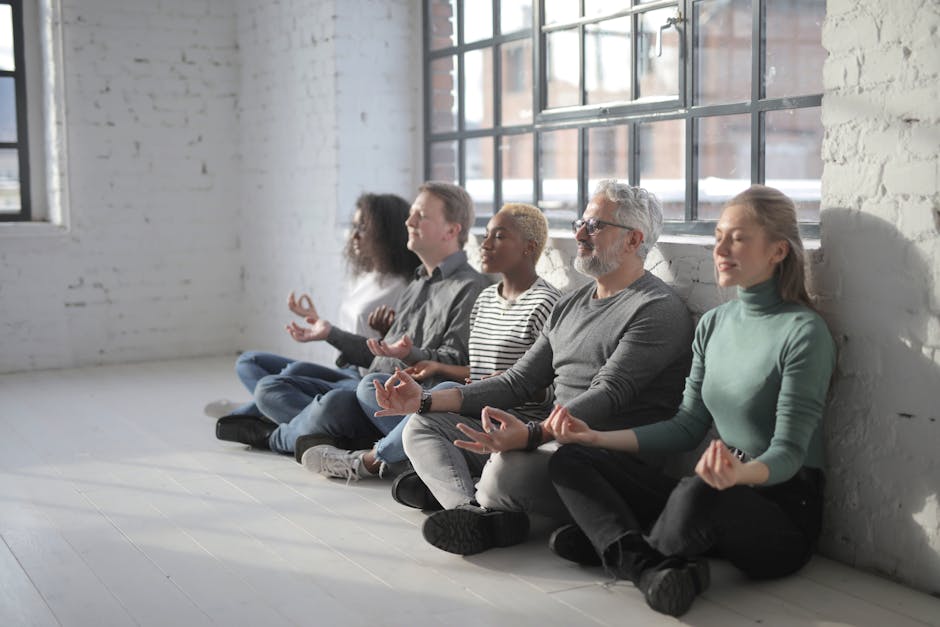 employee practicing mindfulness in a quiet office space