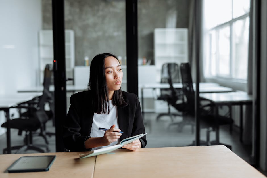 employee using conference room tablet