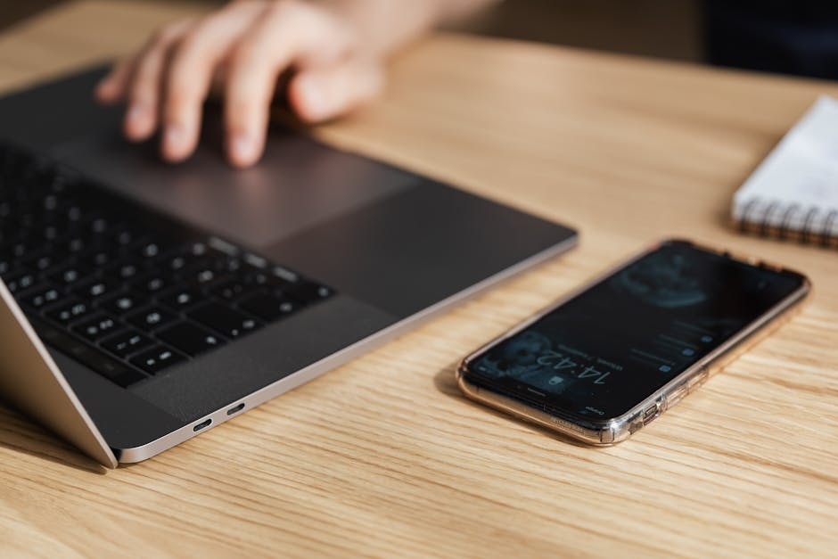 employee using mobile device for work