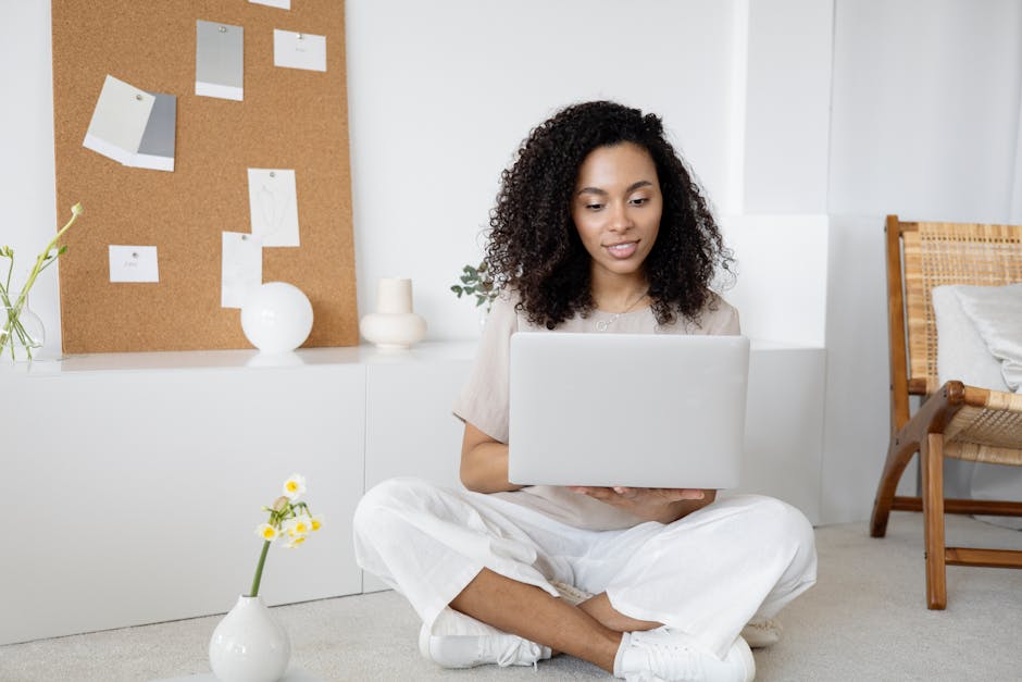 employee working remotely on laptop