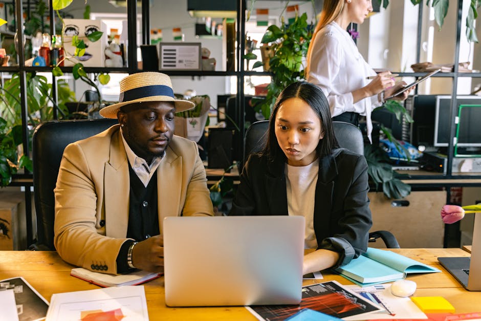 employees collaborating in a personalized office space