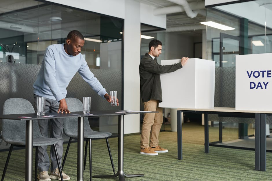 employees working in hybrid office setup