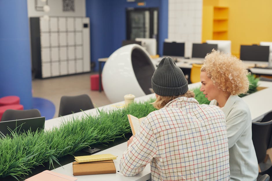 futuristic office space with collaborative technology