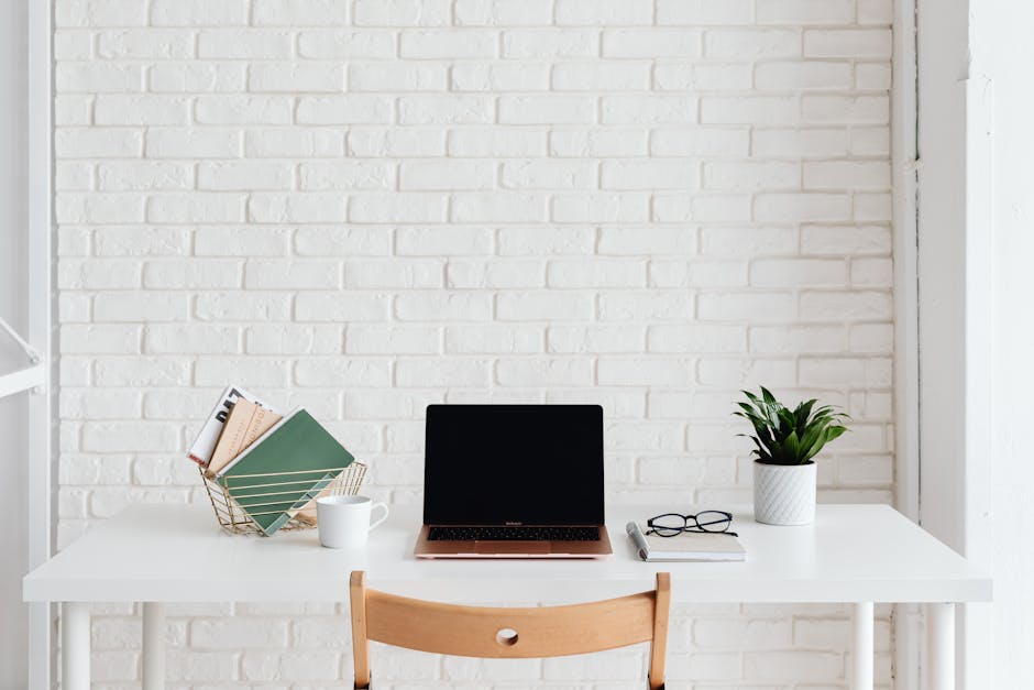 home office setup with ergonomic chair and desk