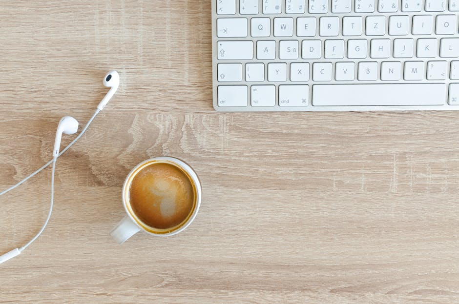 minimalist office desk with simple technology