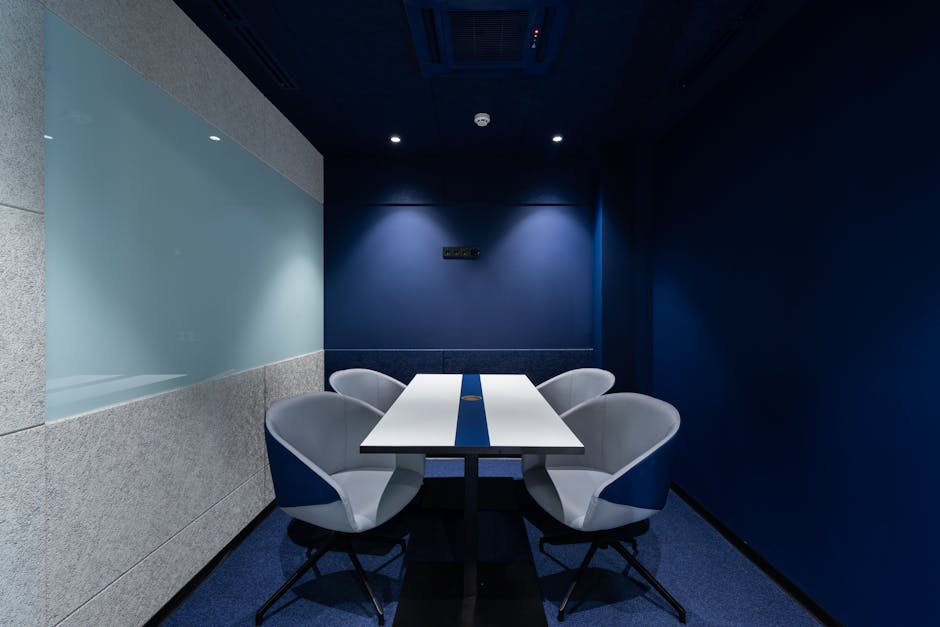 modern conference room with creative name on wall