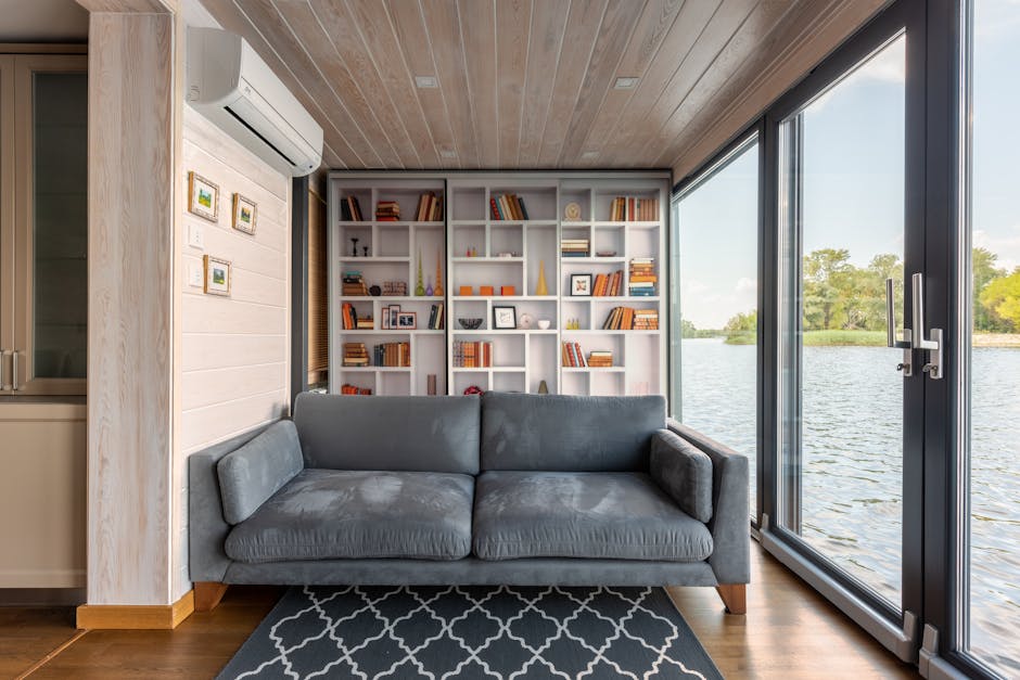 modern meeting room with river view