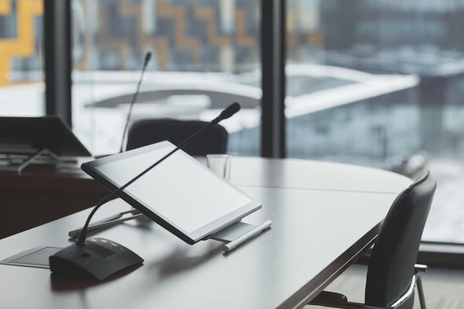 modern meeting room with video conferencing equipment