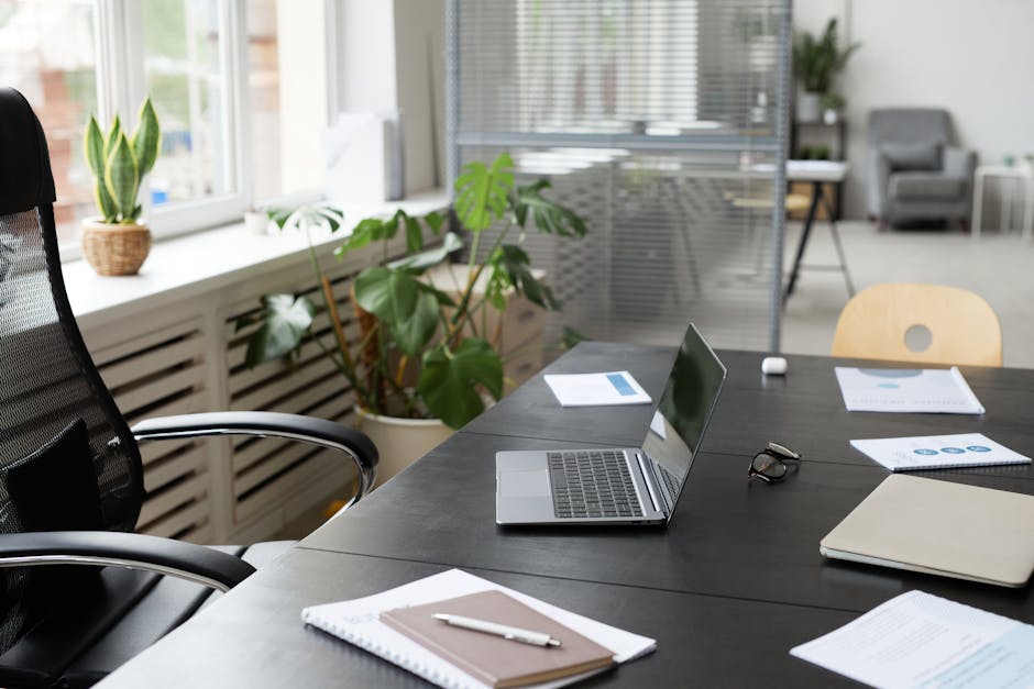 modern office with advanced technology and ergonomic workstations