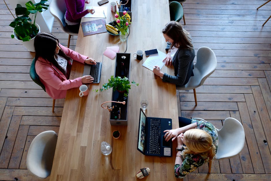 modern office with shared desks