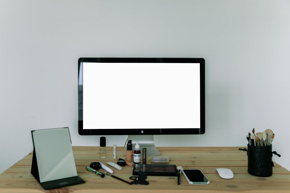 office lobby with large touch screen display