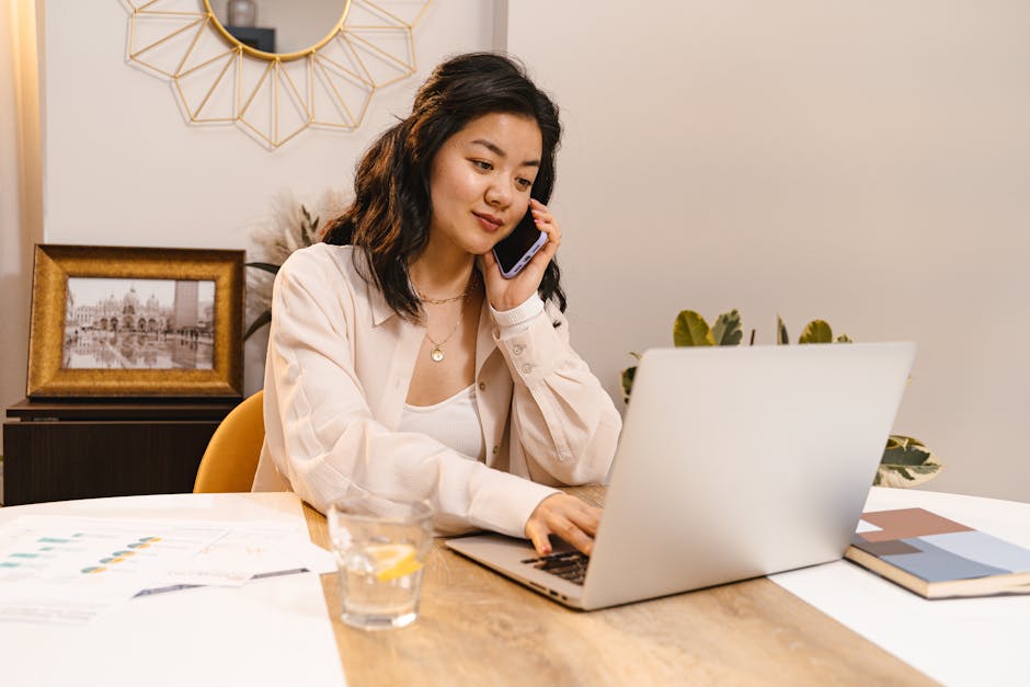 office space with people working and using smartphones