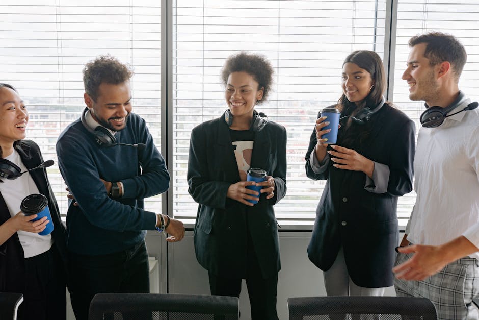 office theme day with employees in casual attire