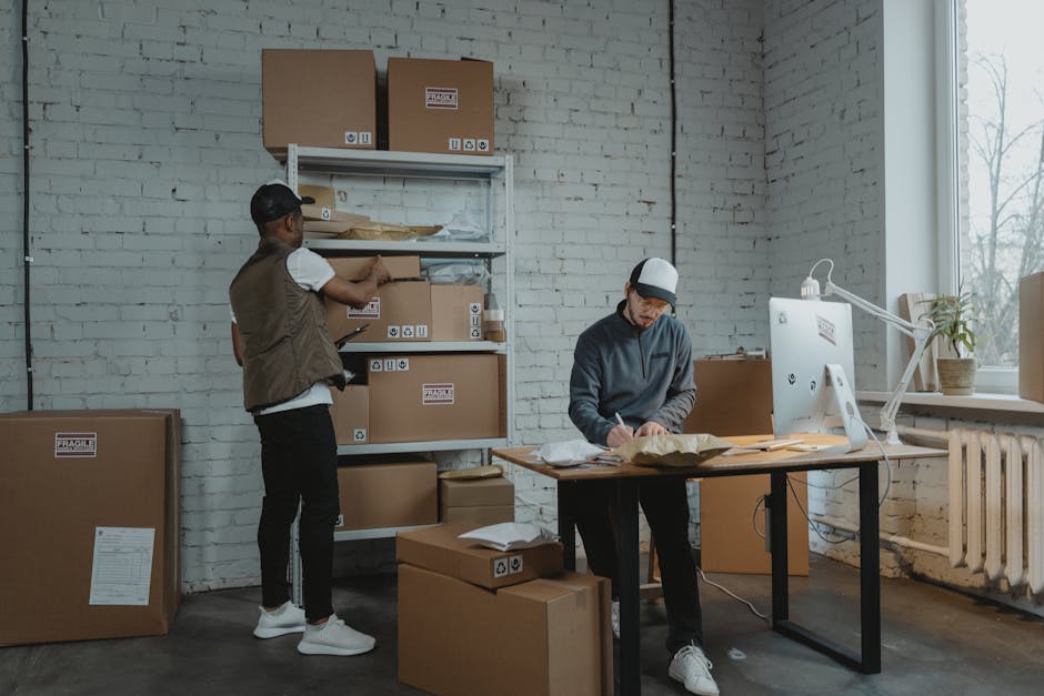 office workers using standing desks