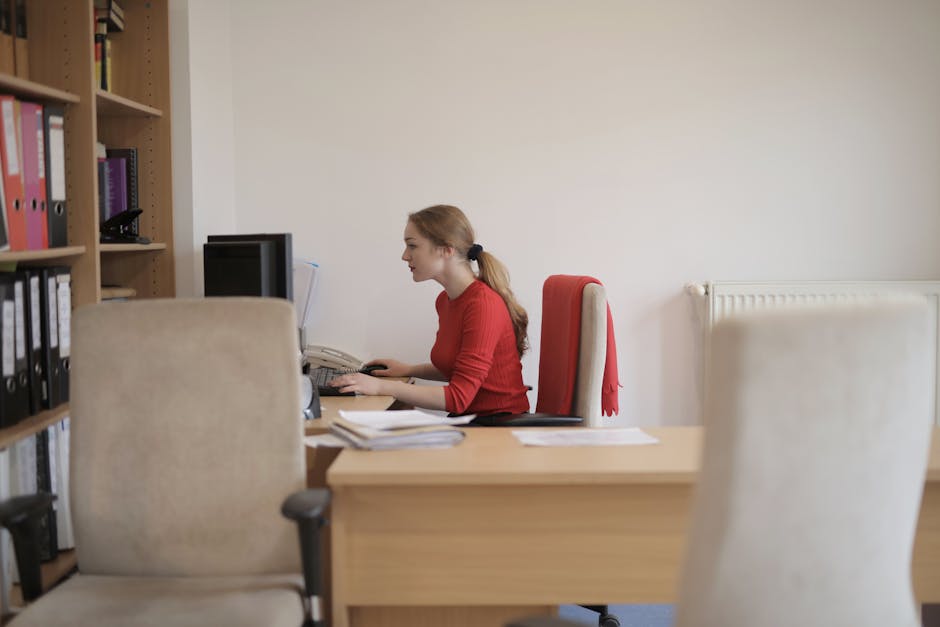 people working at desks in modern office