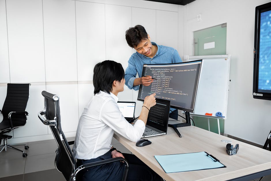 person analyzing collaboration tools on computer screen