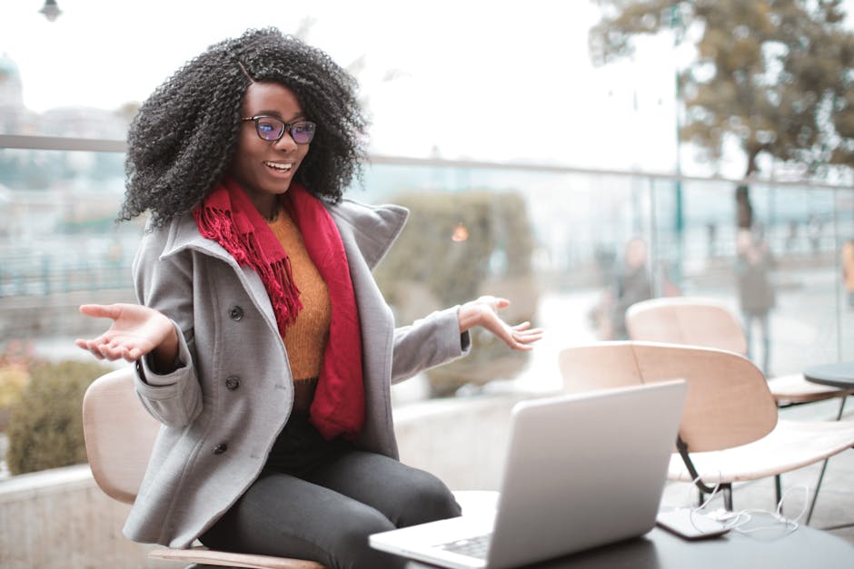 person preparing for video call