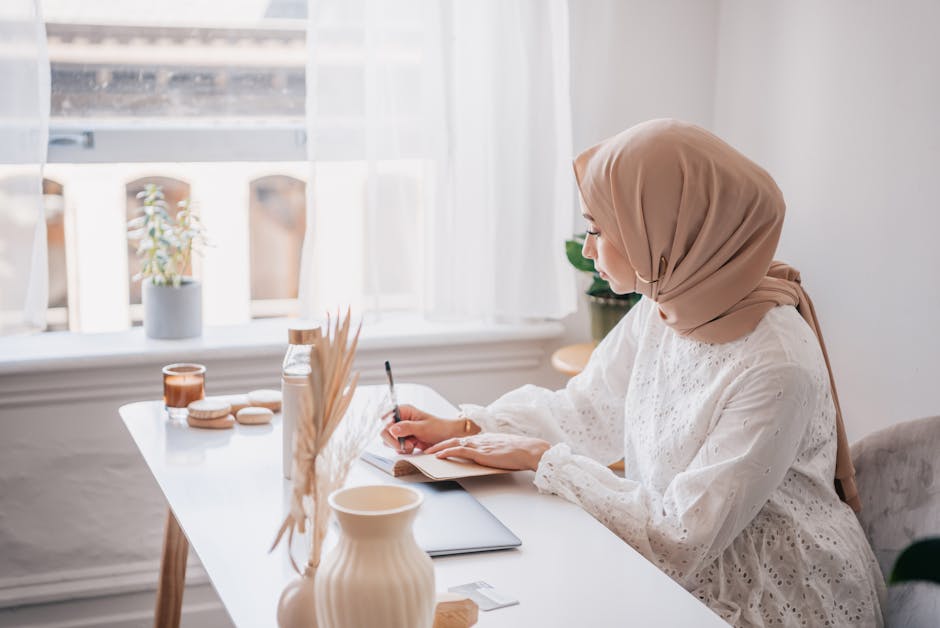 person working productively from home office