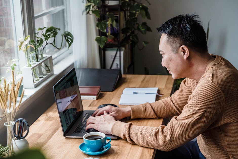 professional working intently at computer