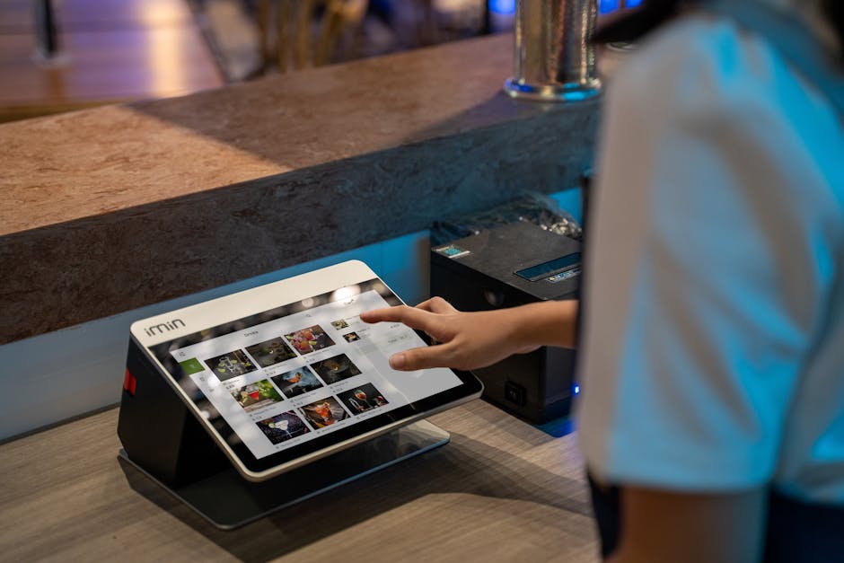 reception area with digital sign-in system