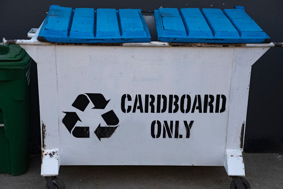 recycling bin with clear signage