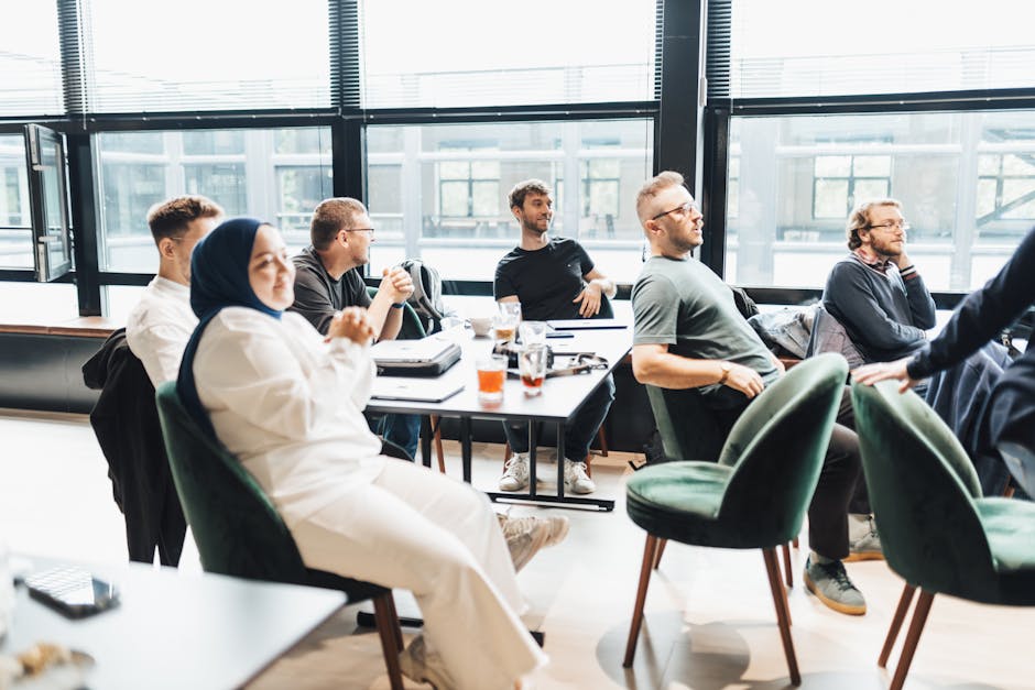 relaxed employees in a modern office space