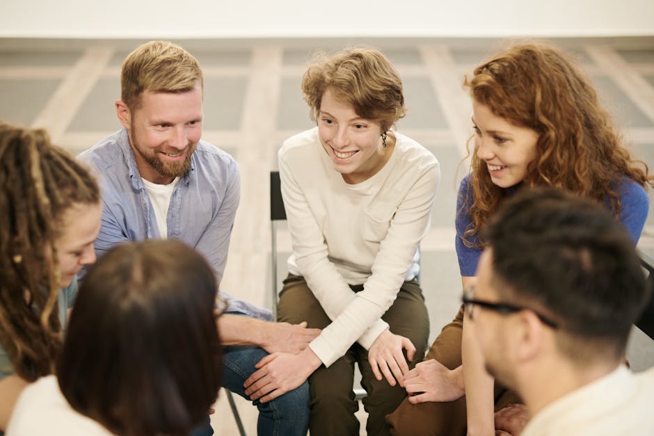 team meeting in a bright, open office space