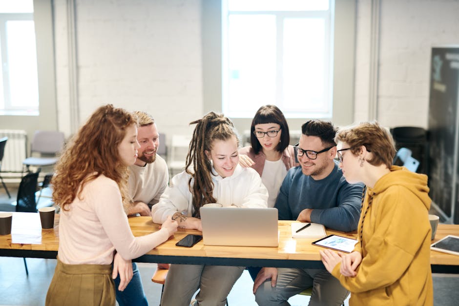 team meeting in modern office space