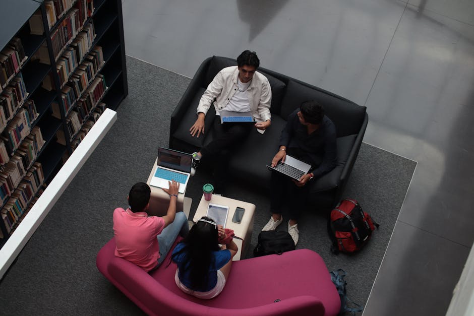 university students in modern collaborative space